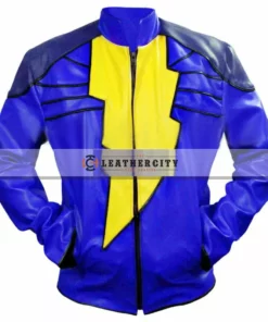 Captain Marvel Shazam Leather Jacket - Blue