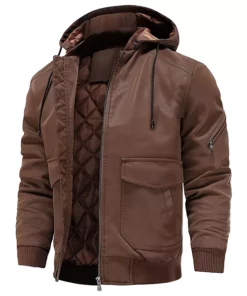 Men's Classic Motorcycle Hooded Bomber Jacket